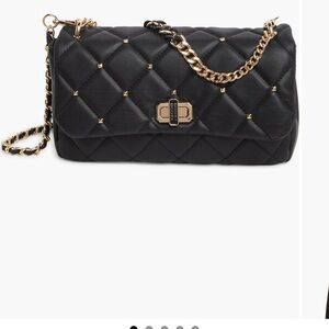 Black Quilted Chain Shoulder Bag - Unknown Brand